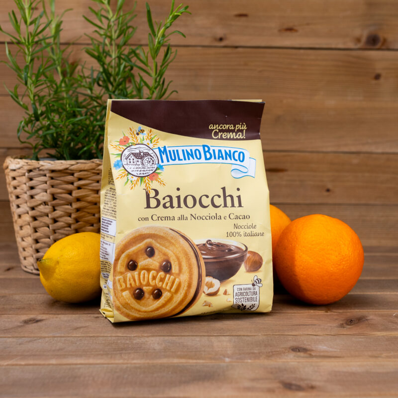 Ciastka Baiocchi z kremem orzechowo-kakaowym 260g Mulino Bianco