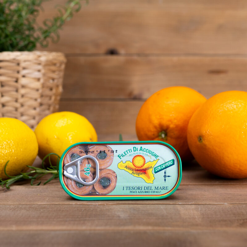 Filety anchois z kaparami 46g Pesce Azzuro Cefalu'