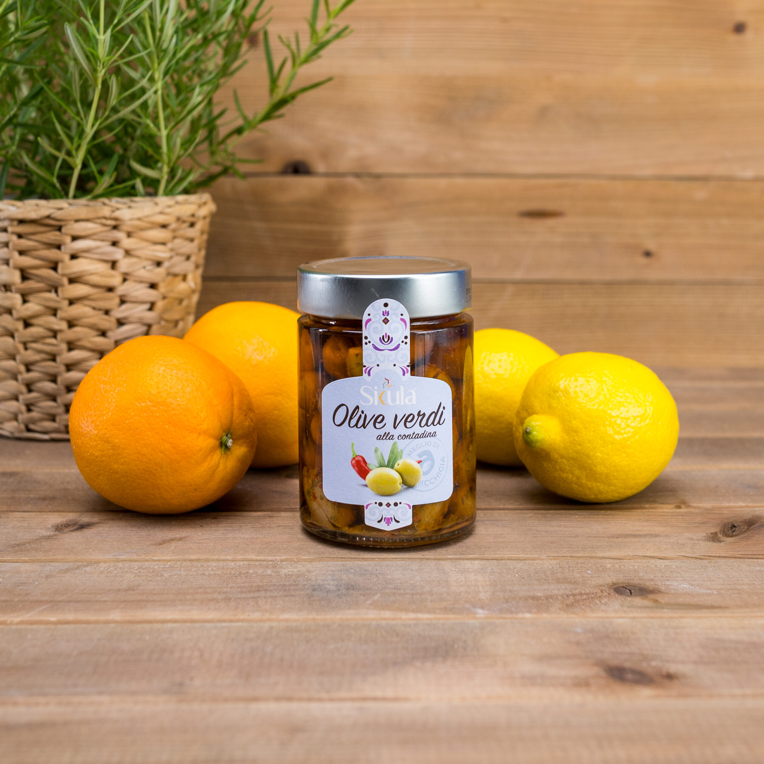 Oliwki zielone alla Contadina z papryczką chili "po wiejsku" 330g ‘A Ricchigia